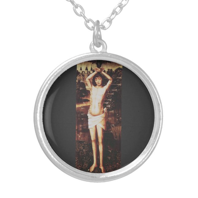 Martyrdom of Saint Sebastian Silver Plated Necklace (Front)