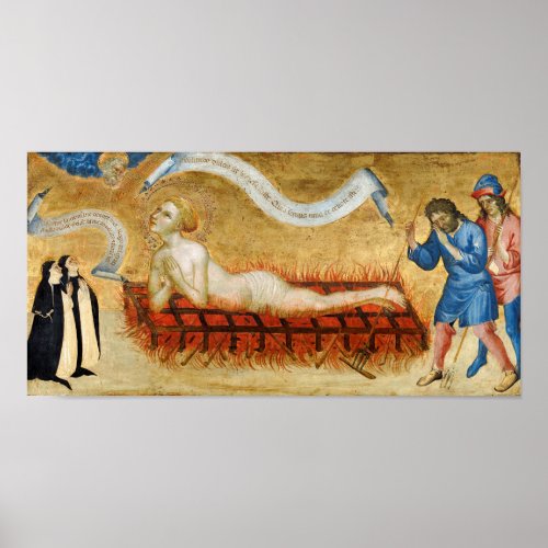 Martyrdom of St Lawrence with Two Nuns M 022 Poster