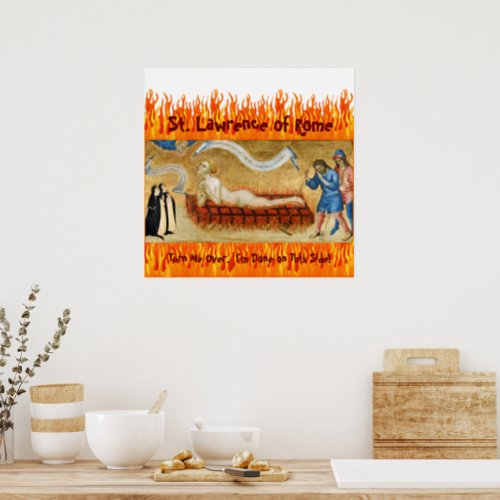 Martyrdom of St Lawrence with Two Nuns M 022 Poster