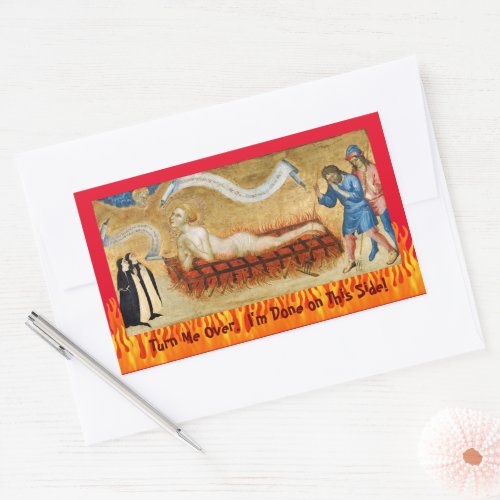 Martyrdom of St Lawrence with Two Nuns M 022 Rectangular Sticker