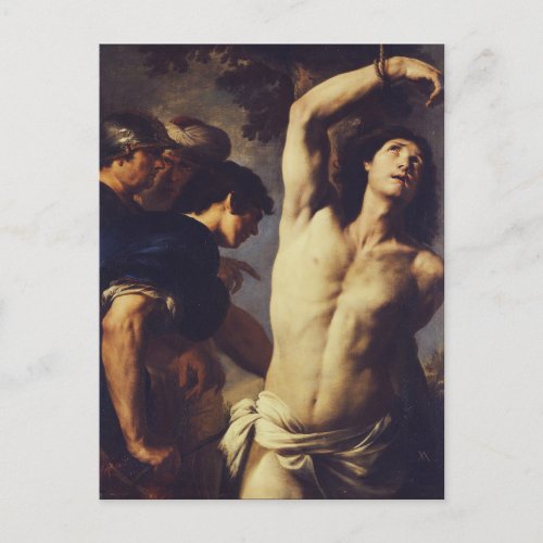 Martyrdom of St Sebastian by Andrea Vaccaro Postcard