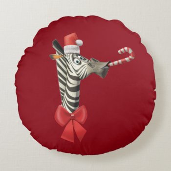 Marty's Candy Cane Round Pillow by madagascar at Zazzle
