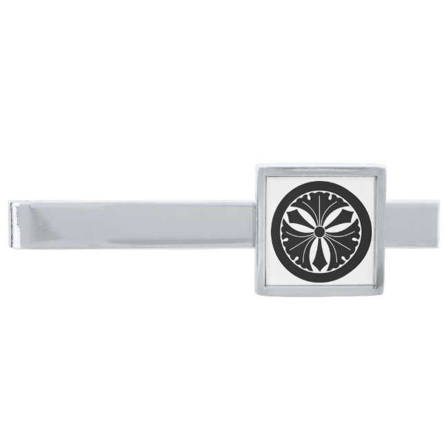 Maru ni Ken Mitsu Ichou Silver Finish Tie Bar (Front)