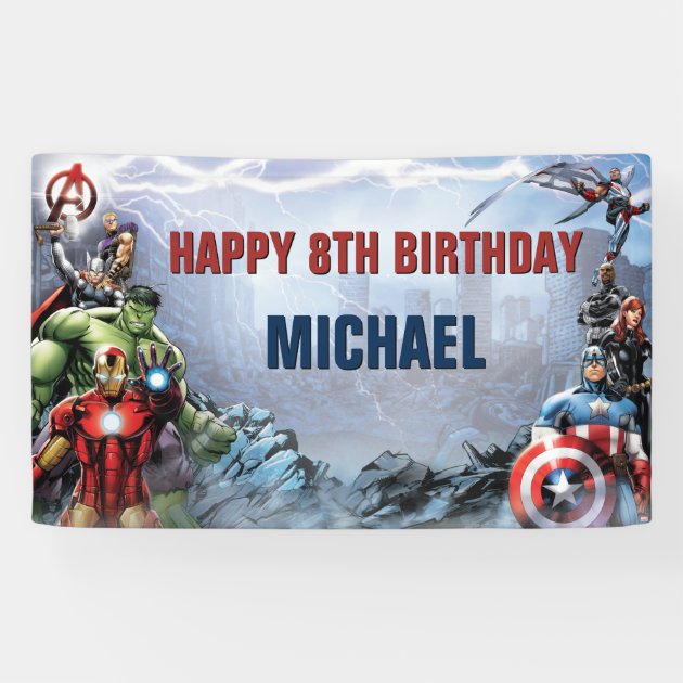 2 x Avengers Personalised Childrens Birthday Banner.