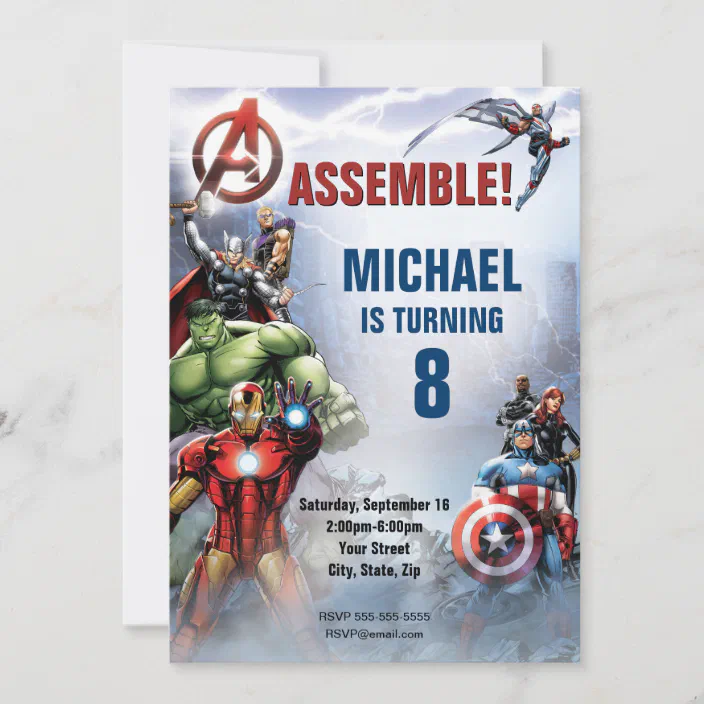 NEW boys Birthday Party Invitations Super hero.Marvel hero,Avengers X 10 CARDS 