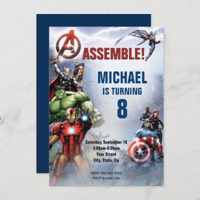 NEW Pack of 10 MARVEL Avengers Themed Birthday Card Party Invitations 