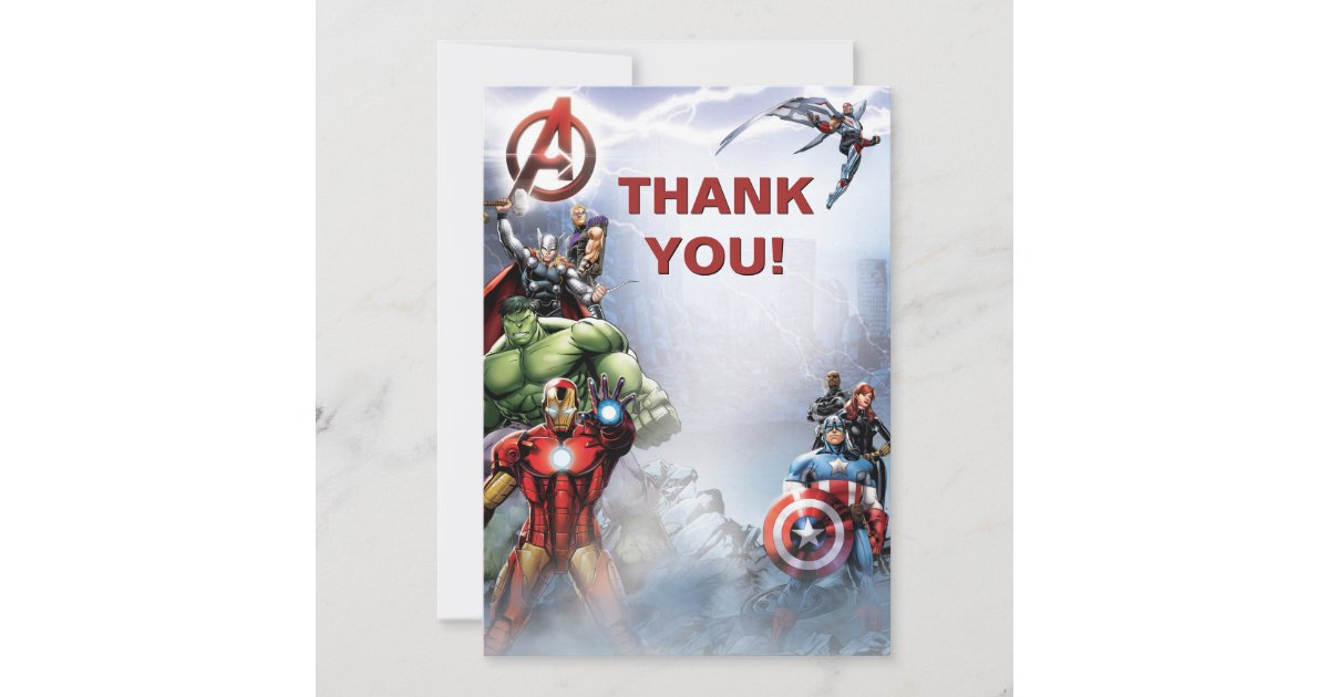 Marvel Avengers Birthday Thank You Card 