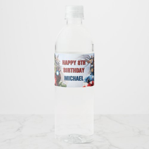 Marvel  Avengers _ Birthday Water Bottle Label