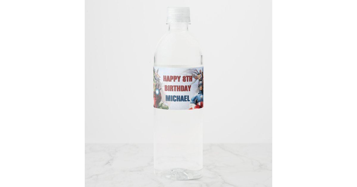 Marvel | Avengers - Birthday Water Bottle Label | Zazzle