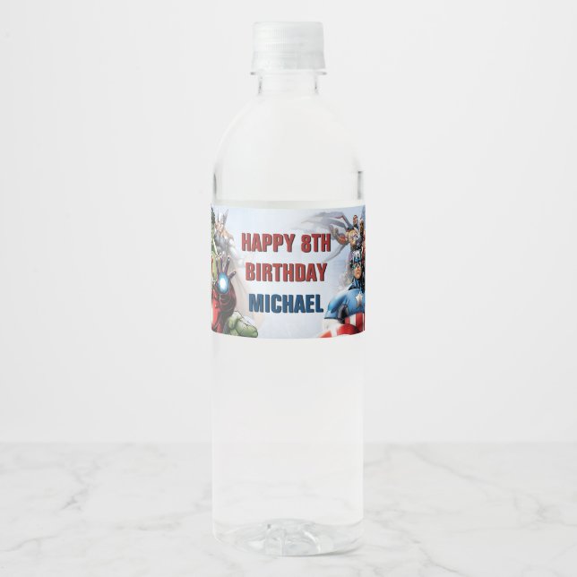 Marvel | Avengers - Birthday Water Bottle Label (Front)