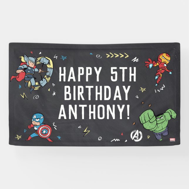 Marvel | Avengers Chalkboard Birthday Banner (Horizontal)