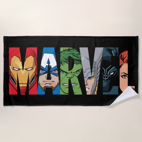 Marvel Avengers Face Letter Logo Beach Towel