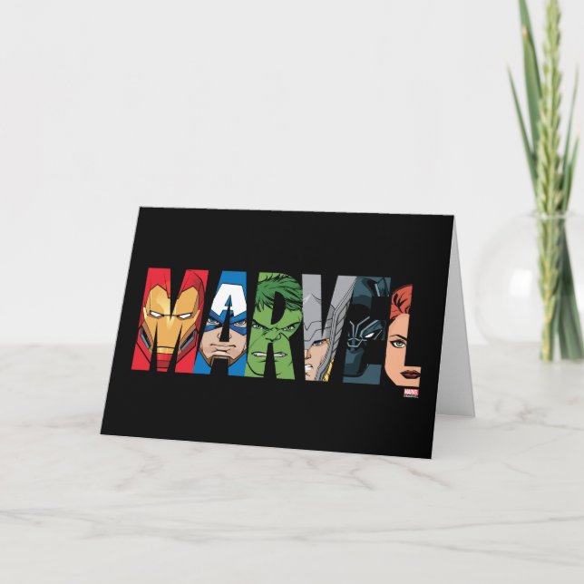Marvel Avengers Face Letter Logo Card (Front)