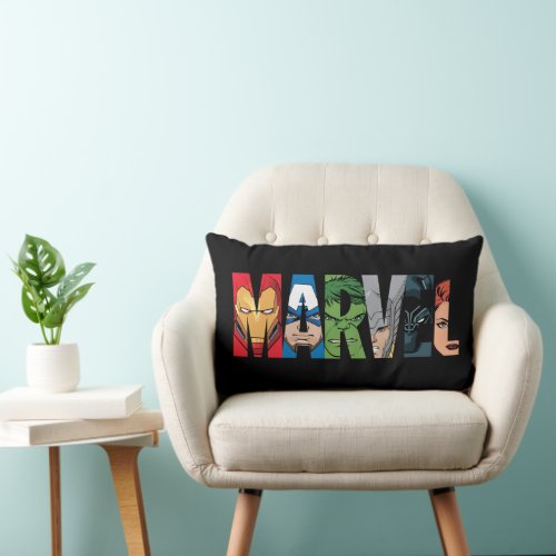 Marvel Avengers Face Letter Logo Lumbar Pillow