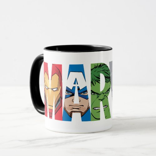 Marvel Avengers Face Letter Logo Mug