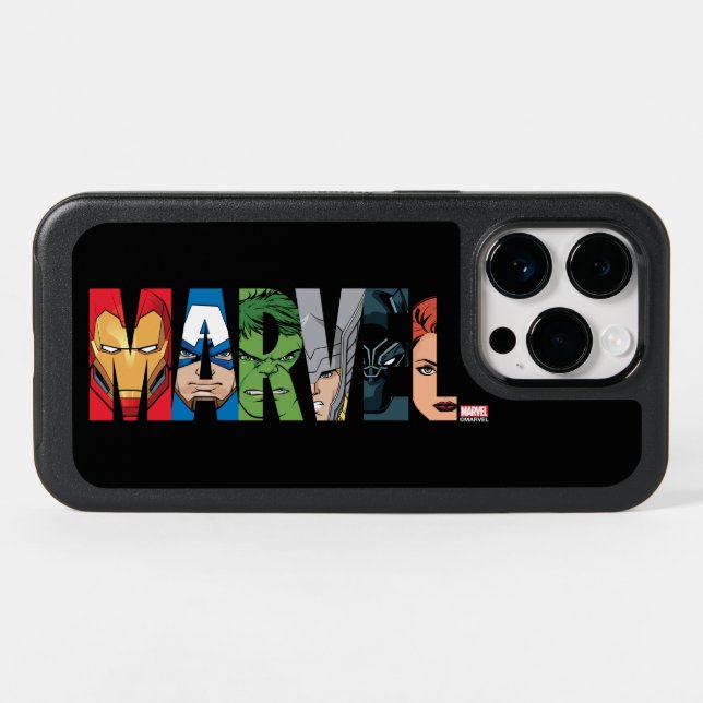 Marvel Avengers Face Letter Logo Otterbox iPhone Case (Back Horizontal)