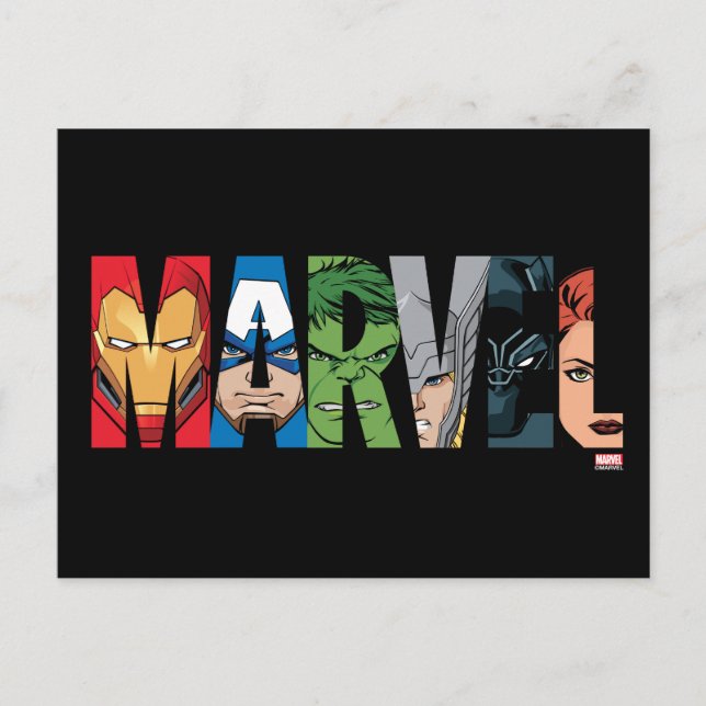 Marvel Avengers Face Letter Logo Postcard (Front)