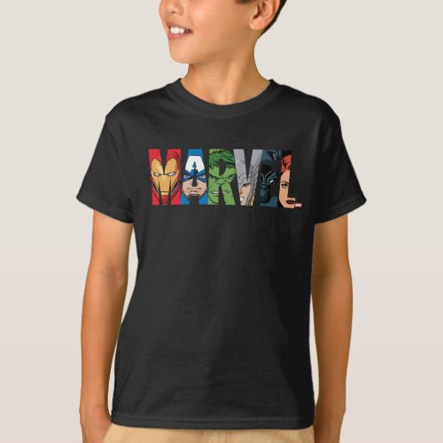 Marvel Avengers Face Letter Logo T_Shirt