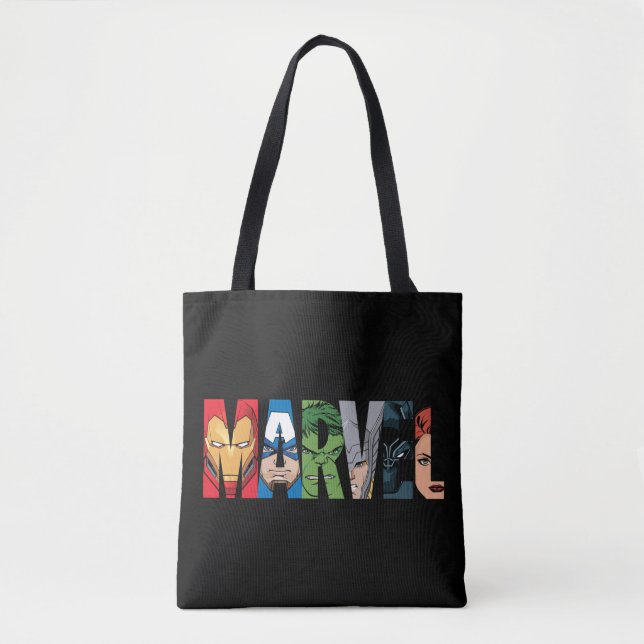 Marvel Avengers Face Letter Logo Tote Bag (Front)