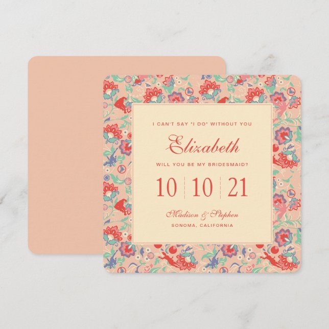 MARVEL Avengers Pink Floral | Bridesmaid Invitation (Front/Back)