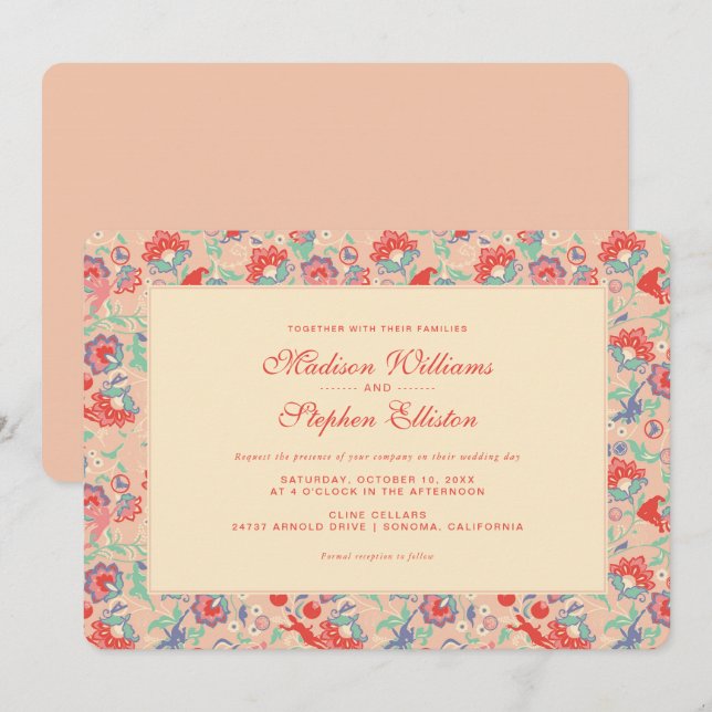 MARVEL Avengers Pink Floral Wedding Invitation (Front/Back)