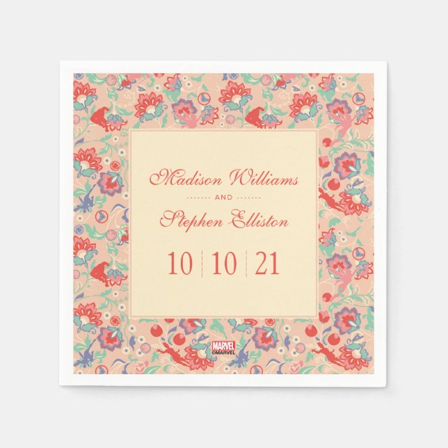 MARVEL Avengers Pink Floral Wedding Napkins (Front)