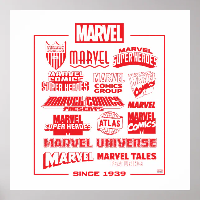 Marvel Branding Logos Since 1939 Poster | Zazzle