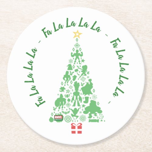 Marvel Christmas Tree Icon Graphic Round Paper Coaster