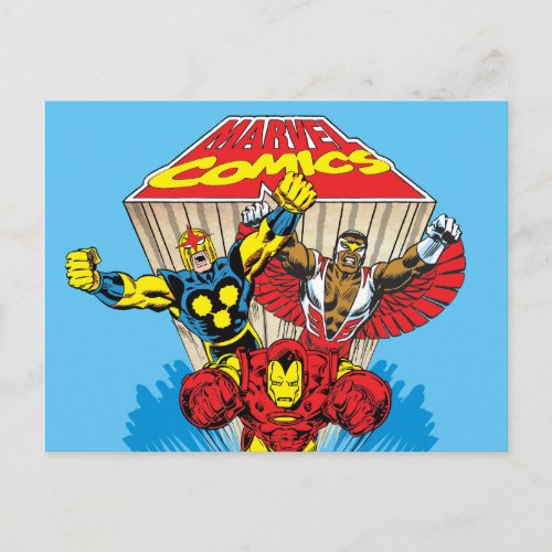 Marvel Comics Flying Super Heroes Postcard