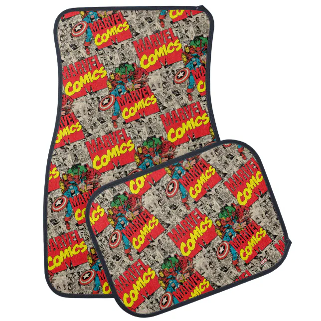 Marvel Comics Hero Group Pattern Car Floor Mat | Zazzle