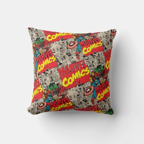Marvel Comics Hero Group Pattern Throw Pillow