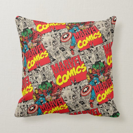 Marvel Comics Hero Group Pattern Throw Pillow