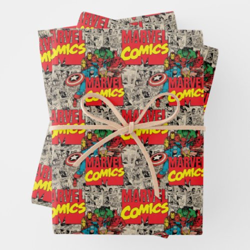 Marvel Comics Hero Group Pattern Wrapping Paper Sheets