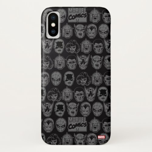 Marvel Comics Hero Head Pattern iPhone X Case