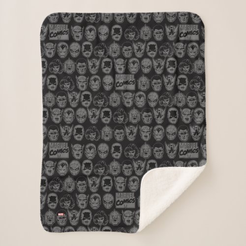 Marvel Comics Hero Head Pattern Sherpa Blanket