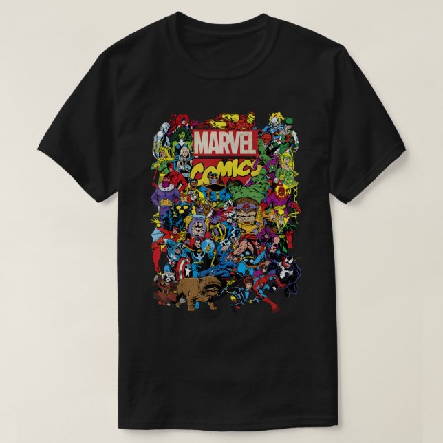 Marvel Comics Heroes Group Shot Graphic T-Shirt T- (Design Front)