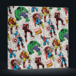 Marvel Comics Heroes Pattern 3 Ring Binder<br><div class="desc">Retro Captain America,  Iron Man,  Thor,  Hulk,  Spider-Man,  and Daredevil character art is arranged into a pattern,  featuring the retro Marvel Comics logo and various comic book pages in the background.</div>