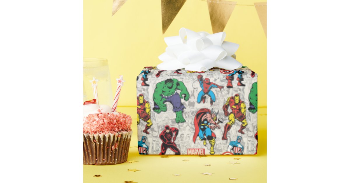 Marvel Comics Heroes Pattern Wrapping Paper Zazzle