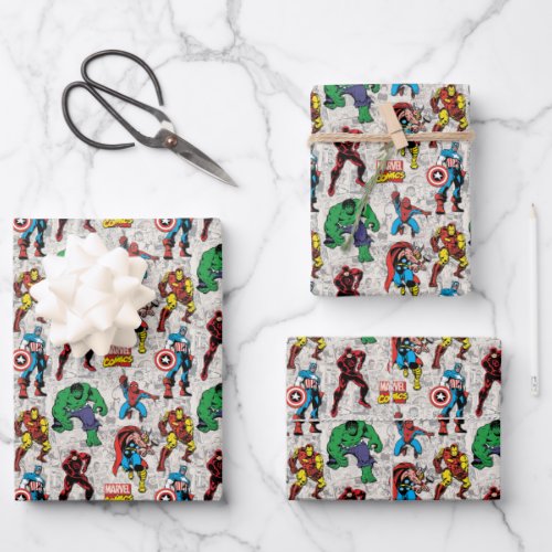 Marvel Comics Heroes Pattern Wrapping Paper Sheets