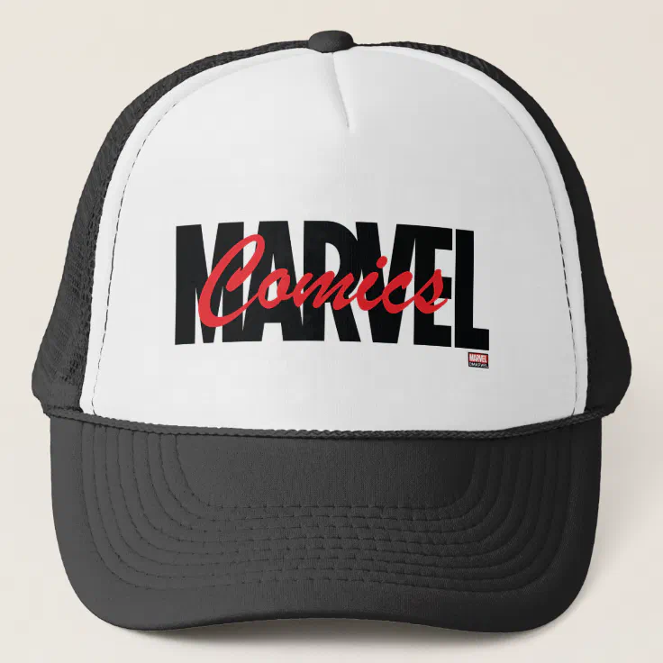 Marvel Comics Overlapped Cursive Logo Trucker Hat | Zazzle