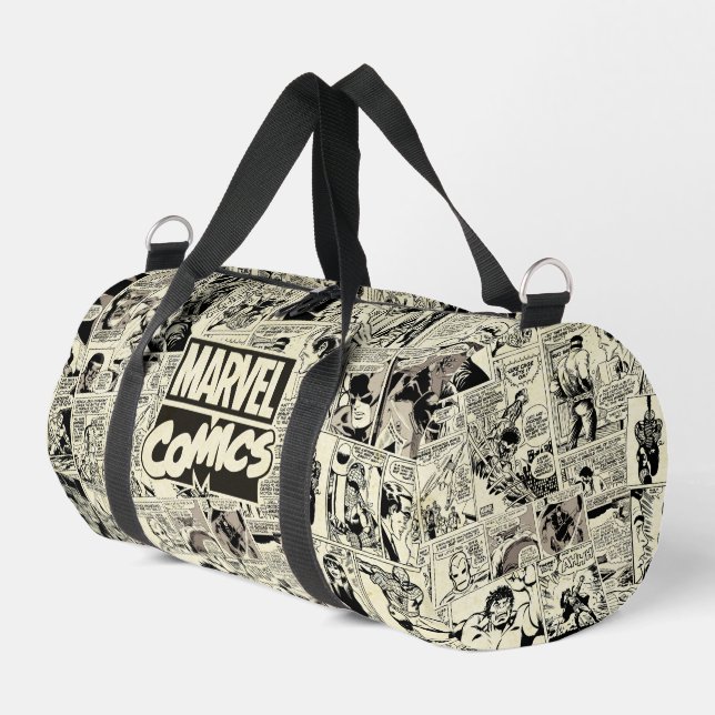 Marvel Comics Pages Pattern Duffle Bag (Left Corner)