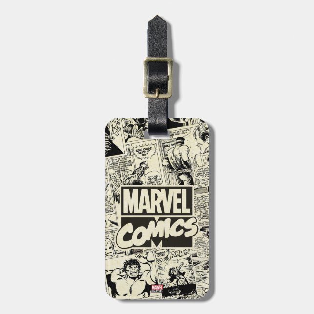 Marvel Comics Pages Pattern Luggage Tag (Front Vertical)