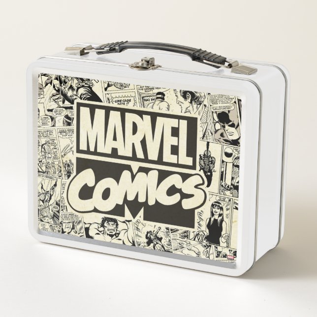 Marvel Comics Pages Pattern Metal Lunch Box (Front)
