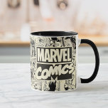 Marvel Comics Pages Pattern Mug<br><div class="desc">This retro Marvel Comics pattern features the vintage Marvel Comics logo on top of various black and white comic book pages,  featuring Captain America,  Spider-Man,  Iron Man,  Daredevil,  Luke Cage,  and Iron Fist.</div>
