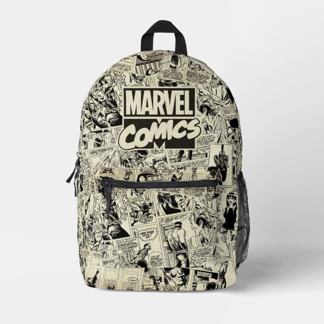 Marvel Comics Pages Pattern Printed Backpack (Front)