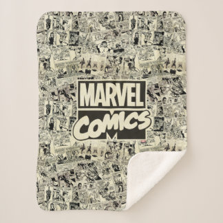 Marvel Comics Pages Pattern Sherpa Blanket