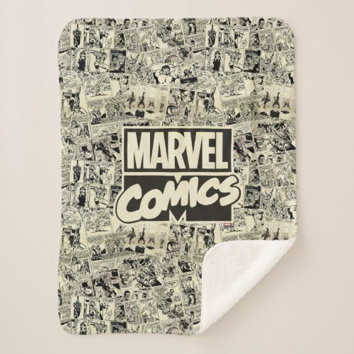 Marvel Comics Pages Pattern Sherpa Blanket