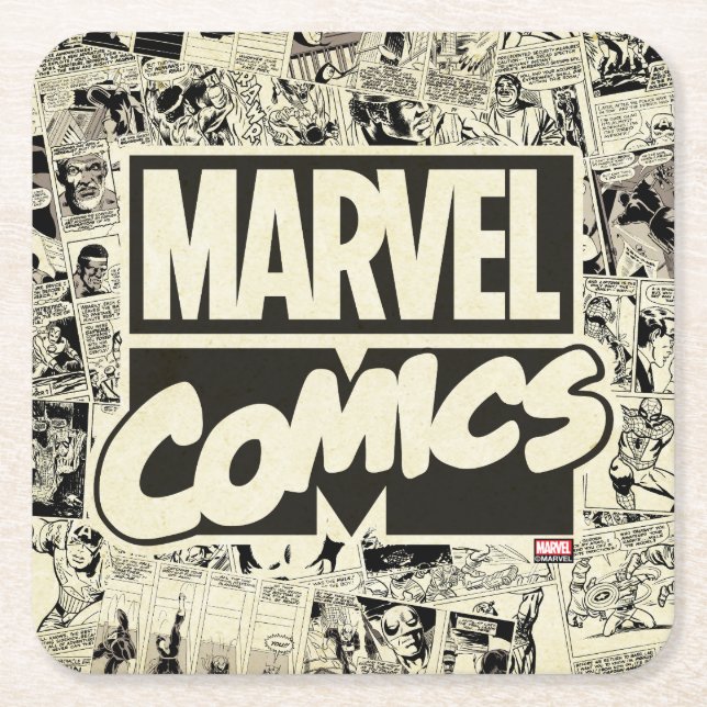 Marvel Comics Pages Pattern Square Paper Coaster (Front)