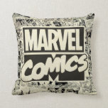 Marvel Comics Pages Pattern Throw Pillow<br><div class="desc">This retro Marvel Comics pattern features the vintage Marvel Comics logo on top of various black and white comic book pages,  featuring Captain America,  Spider-Man,  Iron Man,  Daredevil,  Luke Cage,  and Iron Fist.</div>