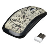 Marvel Comics Pages Pattern Wireless Mouse (Angled)
